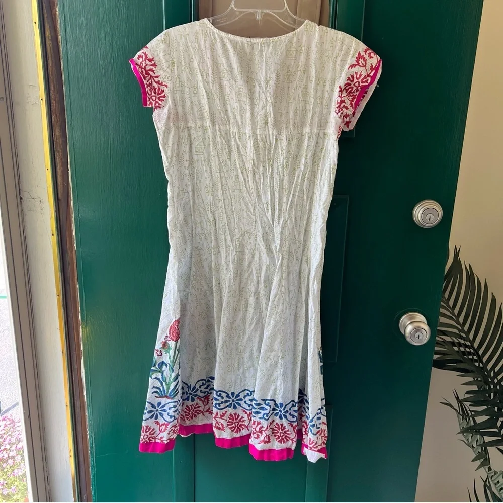 Shakuhachi White Dress with Pink and Blue Accents - Picture 3 of 4